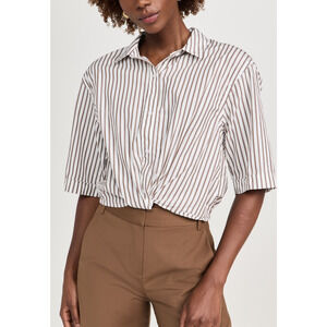 Stateside '80S' White Cotton Poplin Striped Twist Shirt Size S